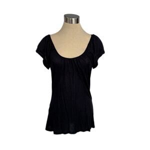 Express Medium Metallic Graphite Scoop Neck Cap Sleeve Top